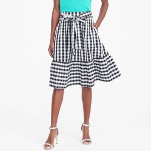 Jcrew factory ruffle bottom bow tie gingham skirt